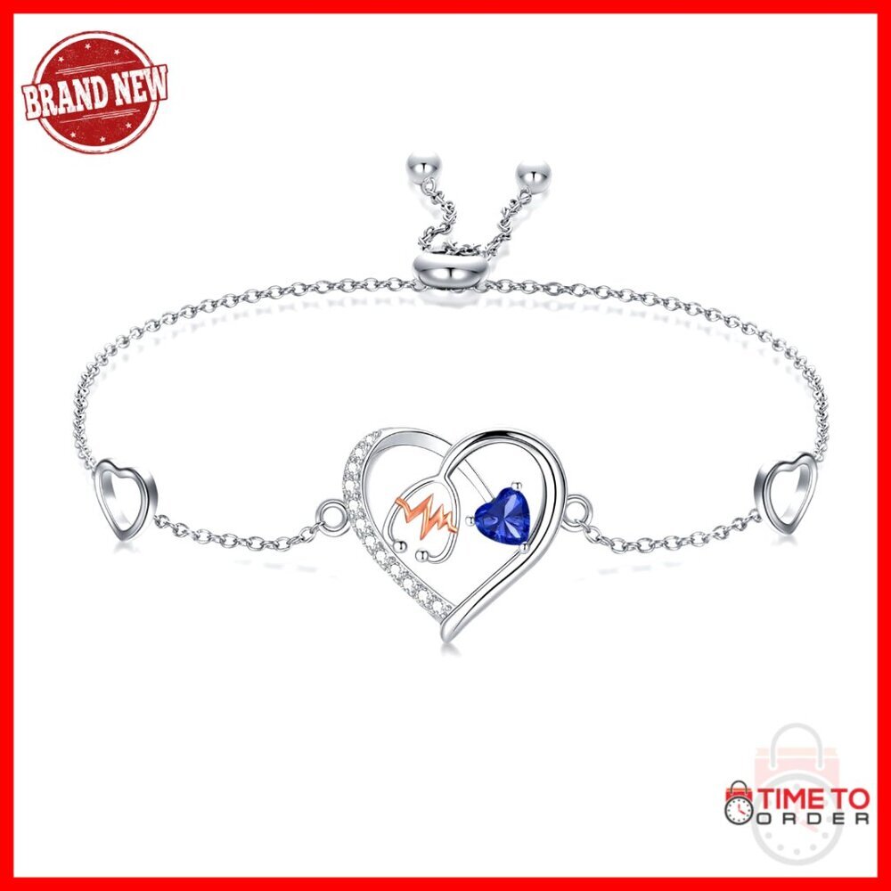 Sterling Silver Stethoscope Charm Bracelet Elegant Medical Nurse Jewelry Gift